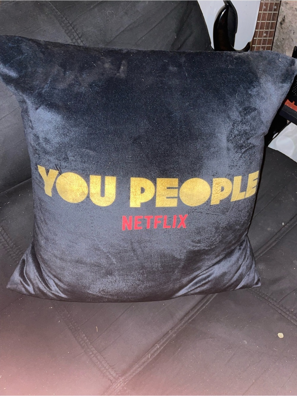Netflix Black Pillow with Gold "YOU PEOPLE" and Red Logo
